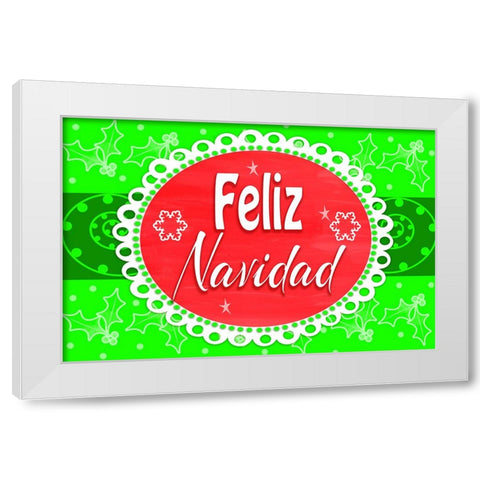 Feliz Navidad White Modern Wood Framed Art Print by Wade, Valarie