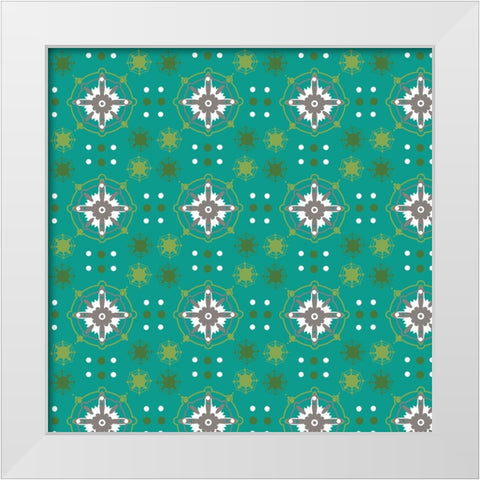 Four Color Flakes White Modern Wood Framed Art Print by Wade, Valarie