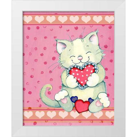 Heart Snuggles White Modern Wood Framed Art Print by Wade, Valarie