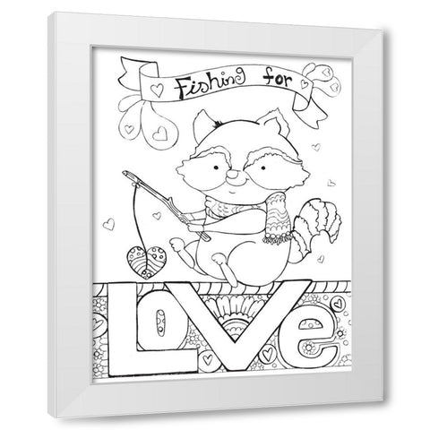 Fishing For Love White Modern Wood Framed Art Print by Wade, Valarie