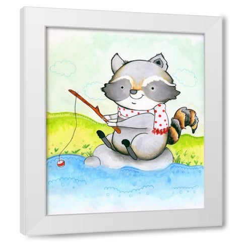 Gone Fishing White Modern Wood Framed Art Print by Wade, Valarie