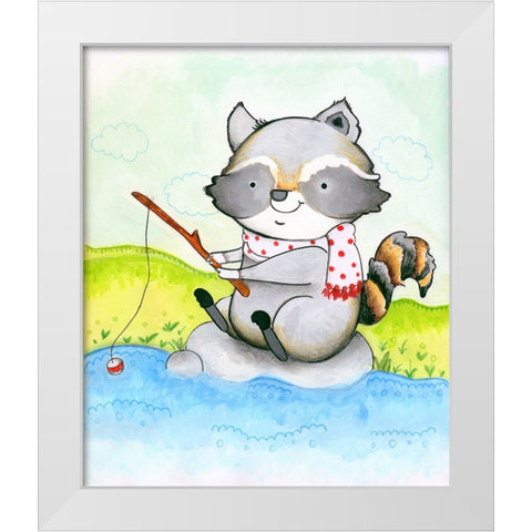 Gone Fishing White Modern Wood Framed Art Print by Wade, Valarie