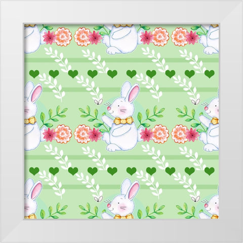 Bunny And Butter Pattern White Modern Wood Framed Art Print by Wade, Valarie
