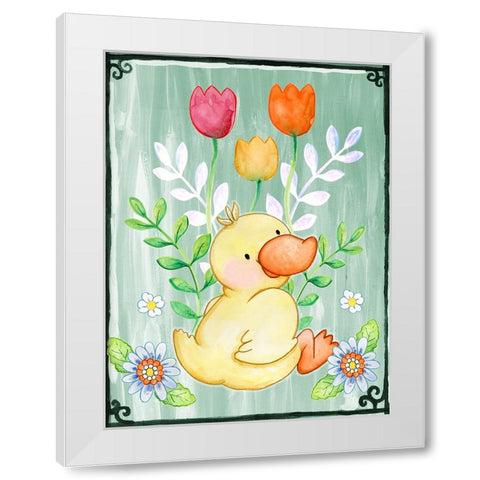 Duckie White Modern Wood Framed Art Print by Wade, Valarie
