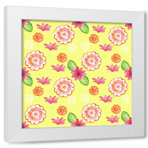 Flower Pattern White Modern Wood Framed Art Print by Wade, Valarie
