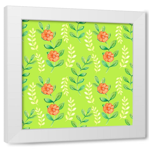 Stem And Flower Pattern White Modern Wood Framed Art Print by Wade, Valarie
