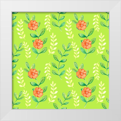 Stem And Flower Pattern White Modern Wood Framed Art Print by Wade, Valarie