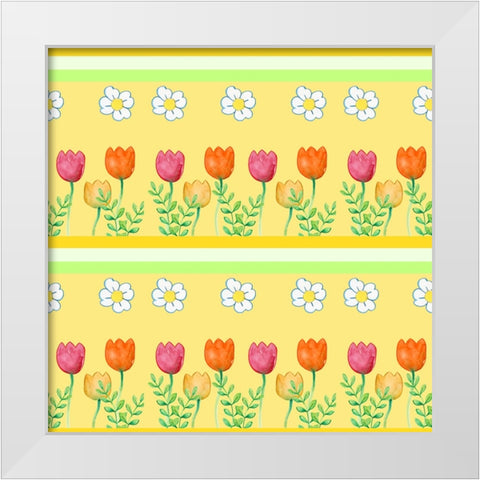 Tulip Flower Pattern White Modern Wood Framed Art Print by Wade, Valarie