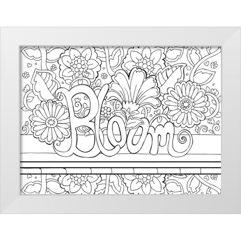 Bloom Line Art White Modern Wood Framed Art Print by Wade, Valarie