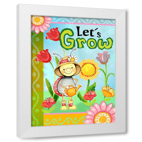Lets Grow White Modern Wood Framed Art Print by Wade, Valarie