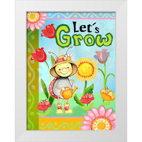 Lets Grow White Modern Wood Framed Art Print by Wade, Valarie