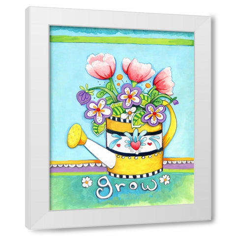 Watering Can White Modern Wood Framed Art Print by Wade, Valarie