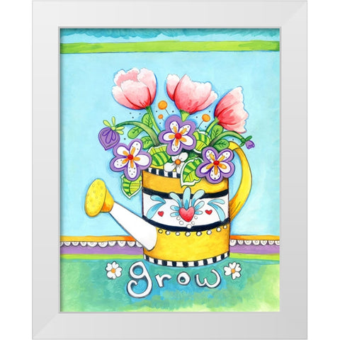Watering Can White Modern Wood Framed Art Print by Wade, Valarie