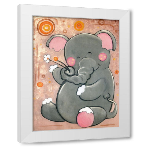 Flowers for Ellie White Modern Wood Framed Art Print by Wade, Valarie