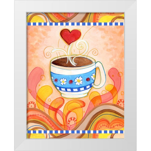 Cup Of Love White Modern Wood Framed Art Print by Wade, Valarie