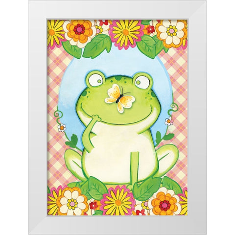 Butterfly Frog White Modern Wood Framed Art Print by Wade, Valarie