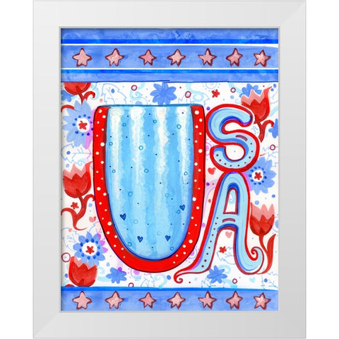 Watermelon USA White Modern Wood Framed Art Print by Wade, Valarie