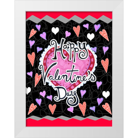 Lots of Hearts White Modern Wood Framed Art Print by Wade, Valarie