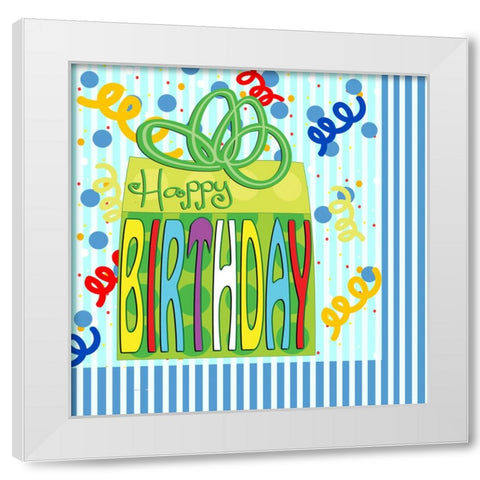 Birthday Gift Napkin White Modern Wood Framed Art Print by Wade, Valarie