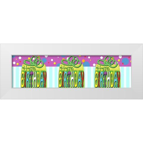Birthday Gift Table Runner White Modern Wood Framed Art Print by Wade, Valarie