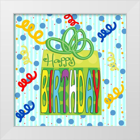 Birthday Gift White Modern Wood Framed Art Print by Wade, Valarie