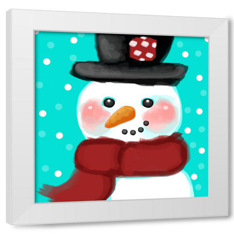 Snowman White Modern Wood Framed Art Print by Wade, Valarie