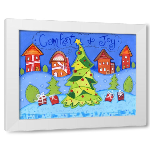 Christmas Village White Modern Wood Framed Art Print by Wade, Valarie