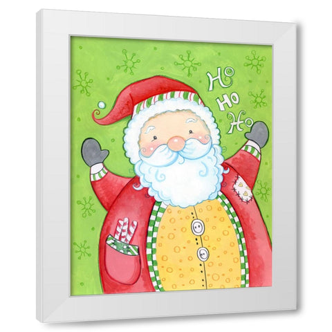 Happy Santa White Modern Wood Framed Art Print by Wade, Valarie