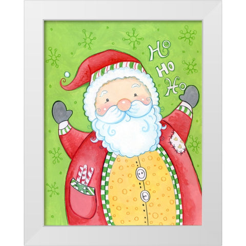 Happy Santa White Modern Wood Framed Art Print by Wade, Valarie