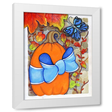 Blue Ribbon White Modern Wood Framed Art Print by Wade, Valarie