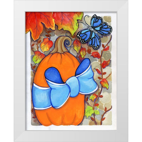 Blue Ribbon White Modern Wood Framed Art Print by Wade, Valarie