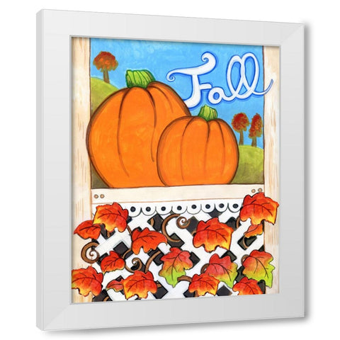 Fall Pumpkins White Modern Wood Framed Art Print by Wade, Valarie