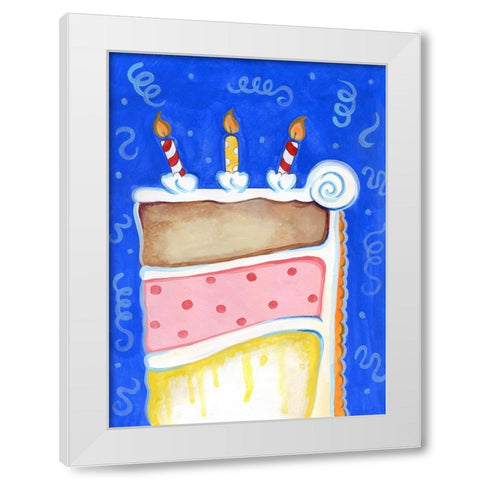 Birthday Cake Blue White Modern Wood Framed Art Print by Wade, Valarie