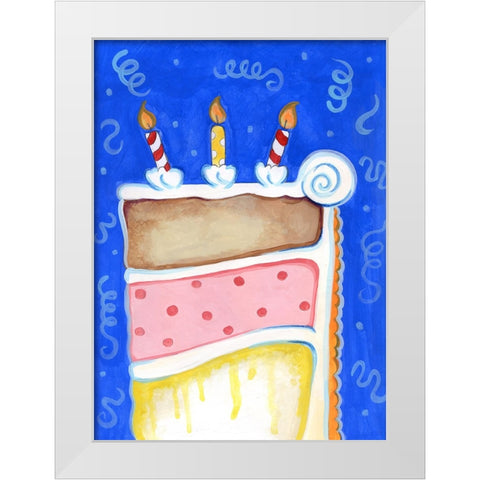 Birthday Cake Blue White Modern Wood Framed Art Print by Wade, Valarie