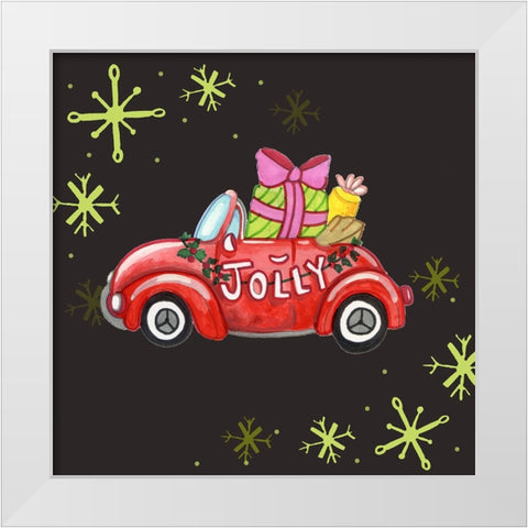 Jolly Car White Modern Wood Framed Art Print by Wade, Valarie