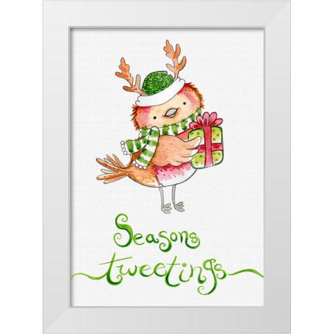 Red Birds Gift White Modern Wood Framed Art Print by Wade, Valarie