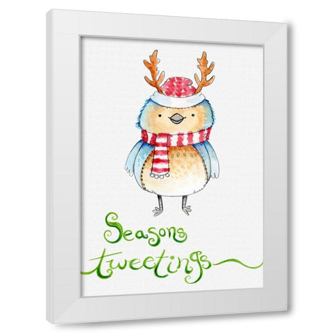 Reindeer Tweet White Modern Wood Framed Art Print by Wade, Valarie