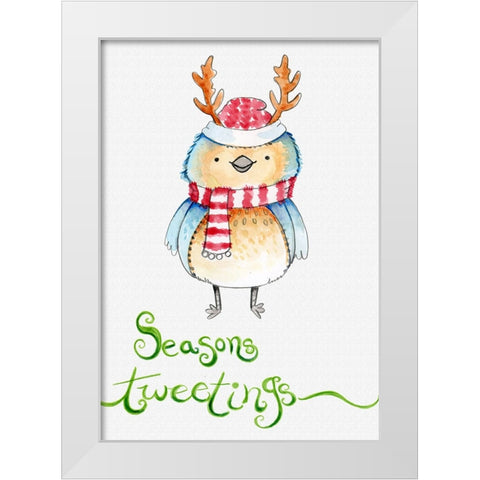 Reindeer Tweet White Modern Wood Framed Art Print by Wade, Valarie