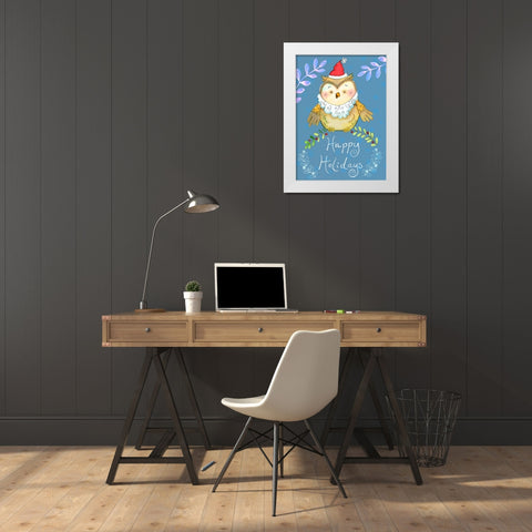 Santa Owl White Modern Wood Framed Art Print by Wade, Valarie