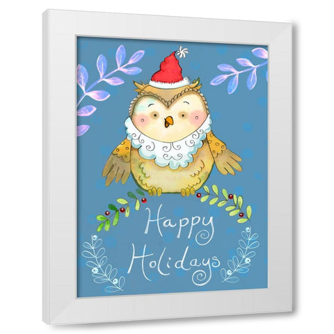 Santa Owl White Modern Wood Framed Art Print by Wade, Valarie