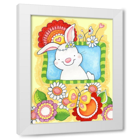Spring Bunny White Modern Wood Framed Art Print by Wade, Valarie