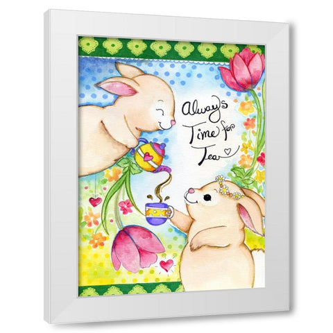 Time for Tea White Modern Wood Framed Art Print by Wade, Valarie