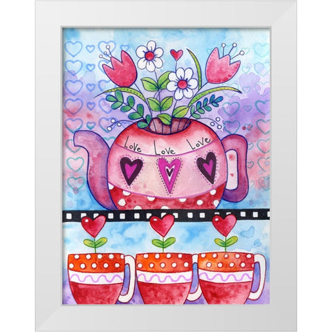 Love You Tea White Modern Wood Framed Art Print by Wade, Valarie