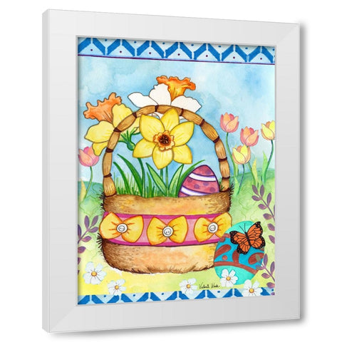 Basket White Modern Wood Framed Art Print by Wade, Valarie