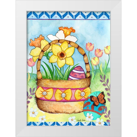 Basket White Modern Wood Framed Art Print by Wade, Valarie