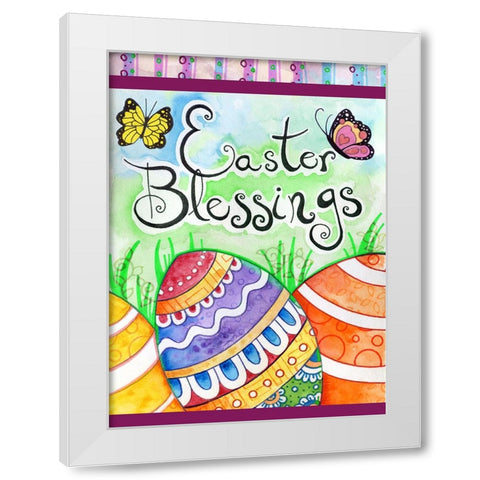 Easter Eggs White Modern Wood Framed Art Print by Wade, Valarie