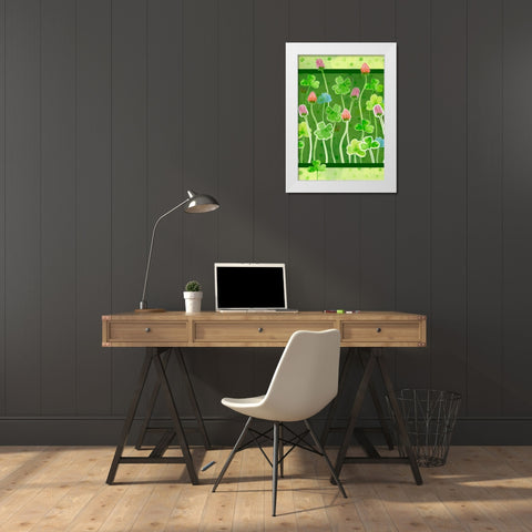 Clover White Modern Wood Framed Art Print by Wade, Valarie
