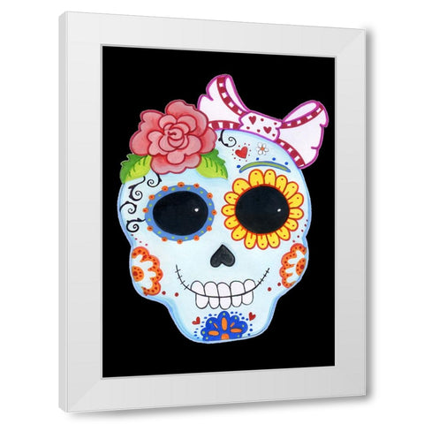 Sugar Skull White Modern Wood Framed Art Print by Wade, Valarie