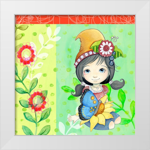 Little Friends White Modern Wood Framed Art Print by Wade, Valarie