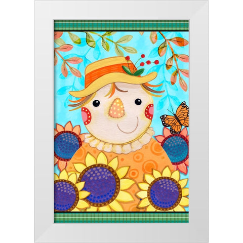Happy Scarecrow White Modern Wood Framed Art Print by Wade, Valarie